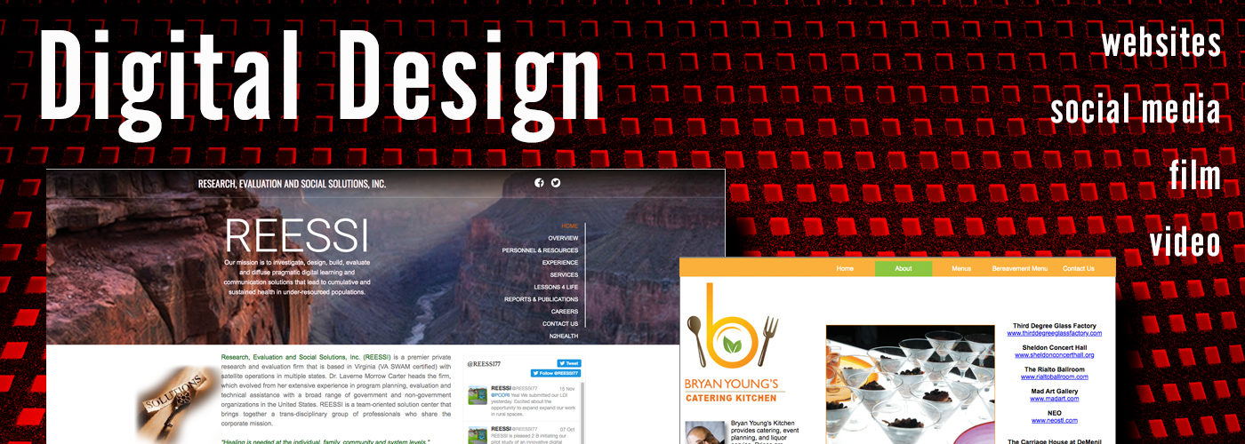 digital design, websites, social media, e-flyers, online ads