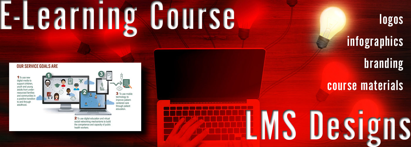e-learning websites using LMS site builders, course pages designs, custom info graphics & icons, forms, and more. basic educational and business training